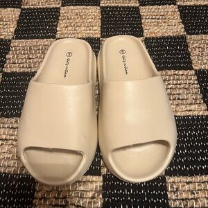 Cream Slide Sandals by City Classified